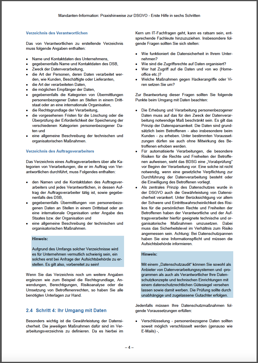 Mandantenbrief DSGVO